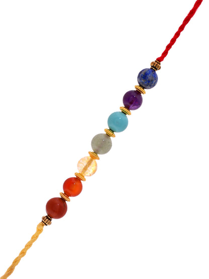 Handcrafted 7 Chakra Healing Stone Rakhi for Bhaiya