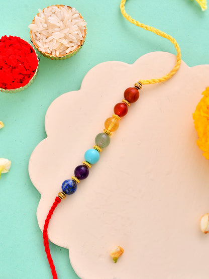 Handcrafted 7 Chakra Healing Stone Rakhi for Bhaiya