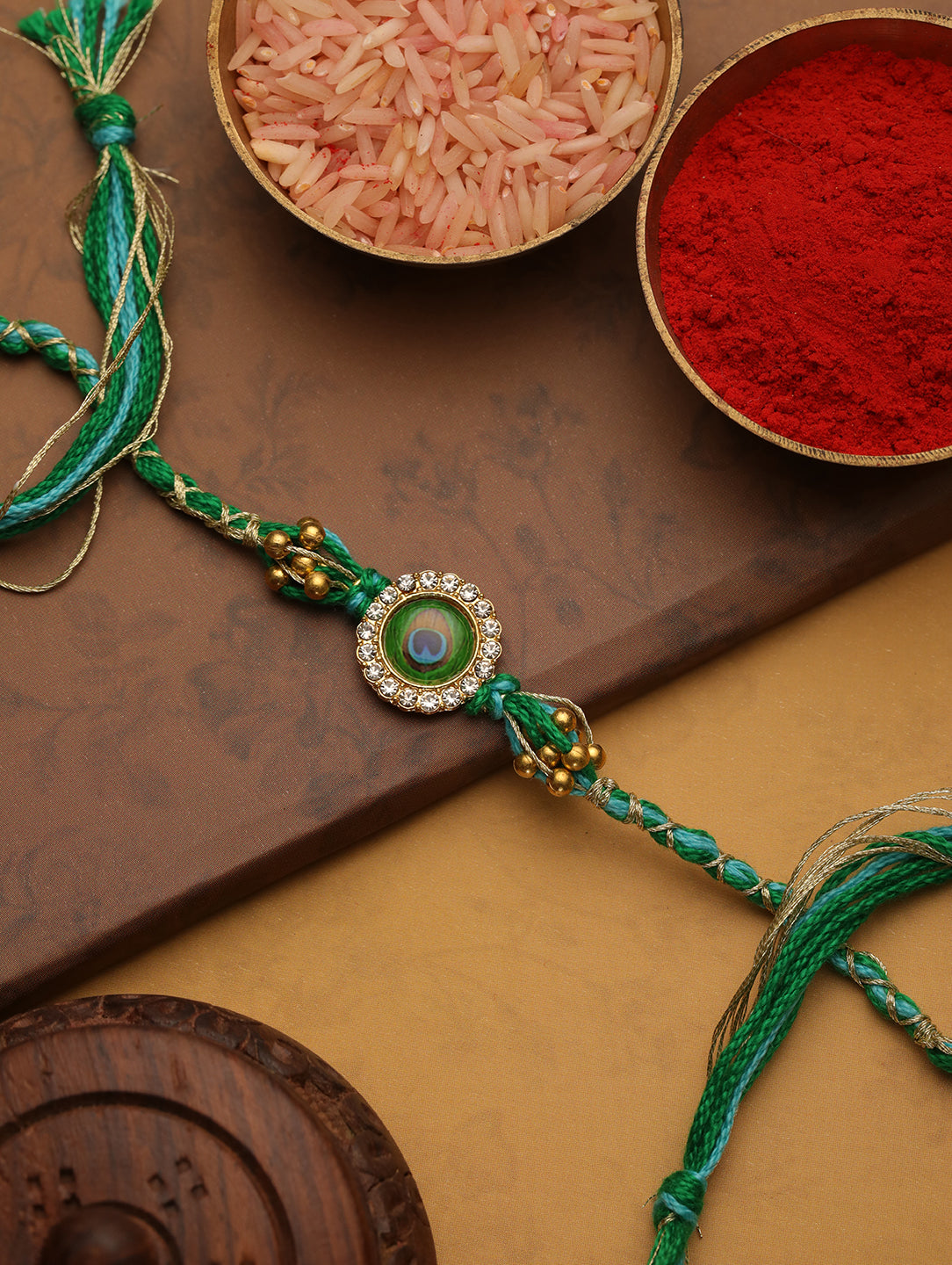 Premium Green Rakhi with Bottle - Raksha Bandhan Gift Set for Brother