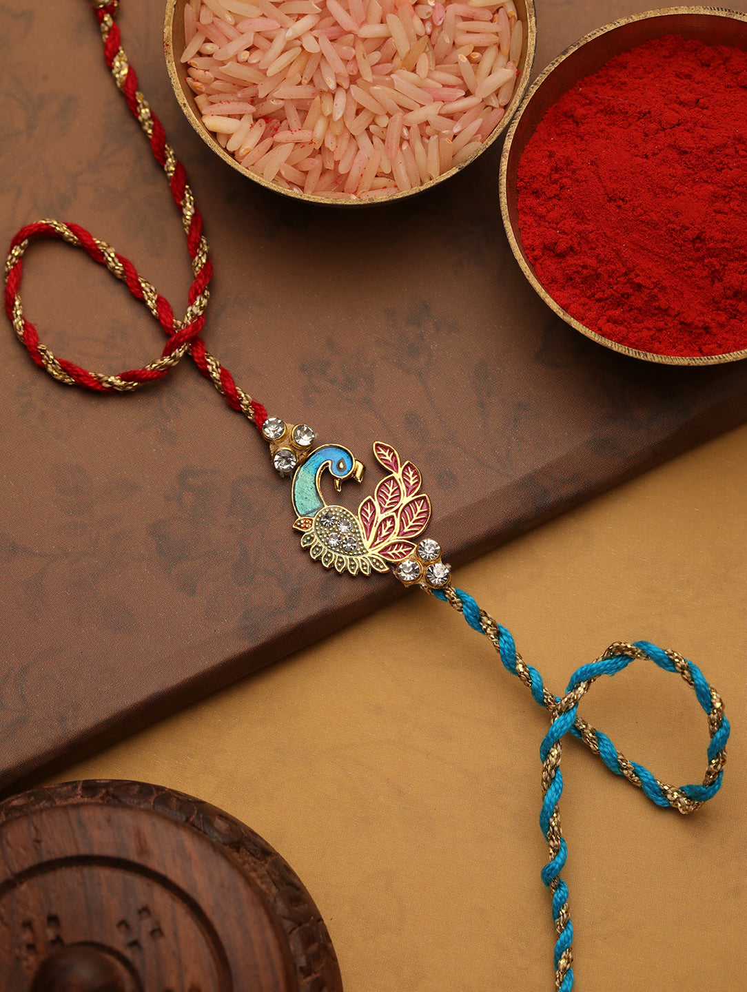 Premium Multi Rakhi with Brown Frame - Raksha Bandhan Gift Set for Brother