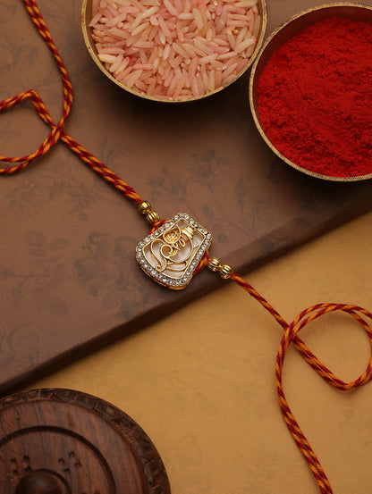 Orange Stone Ganpati Bhaiya Single Bhaiya Rakhi