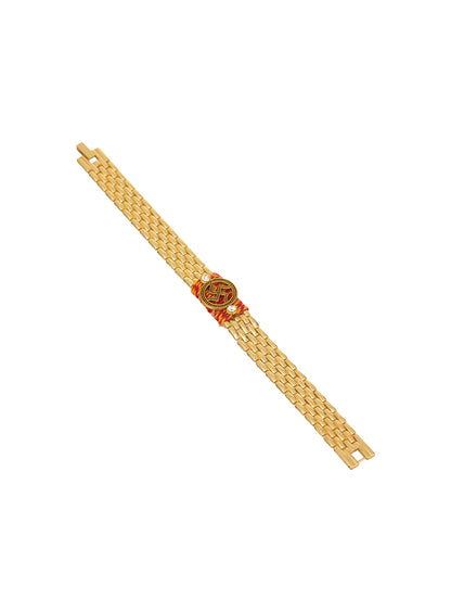 Premium Gold Rakhi with Coffee Sachet And Coffee Mug - Raksha Bandhan Gift Set for Brother
