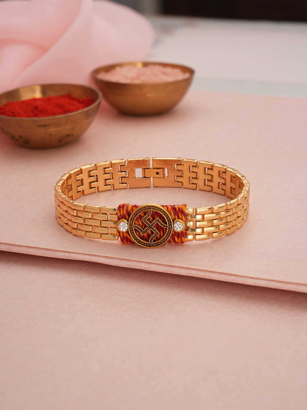 Premium Gold Rakhi with Coffee Sachet And Coffee Mug - Raksha Bandhan Gift Set for Brother