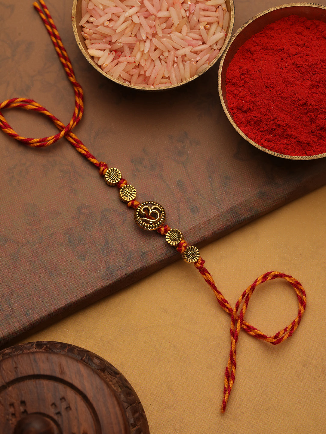 Orange Beads Om Bhaiya Single Bhaiya Rakhi