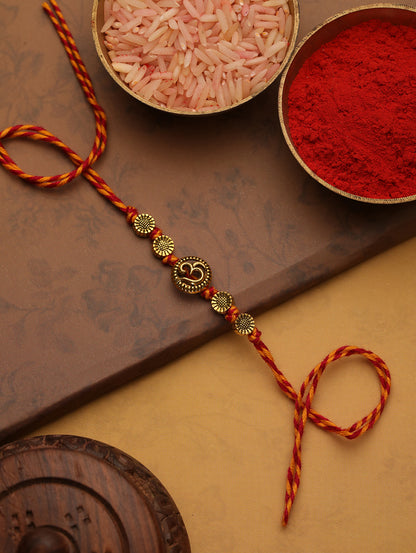 Orange Beads Om Bhaiya Single Bhaiya Rakhi