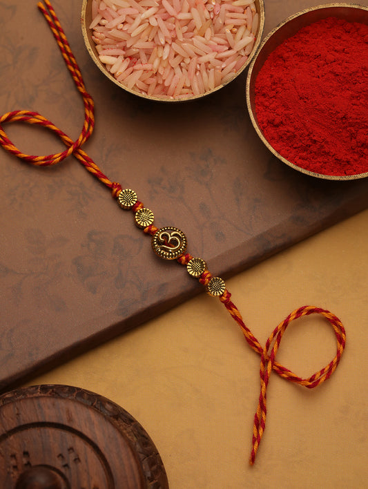 Orange Beads Om Bhaiya Single Bhaiya Rakhi