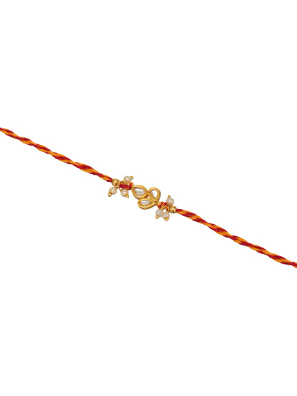 Orange Stone Floral Bhaiya Single Bhaiya Rakhi