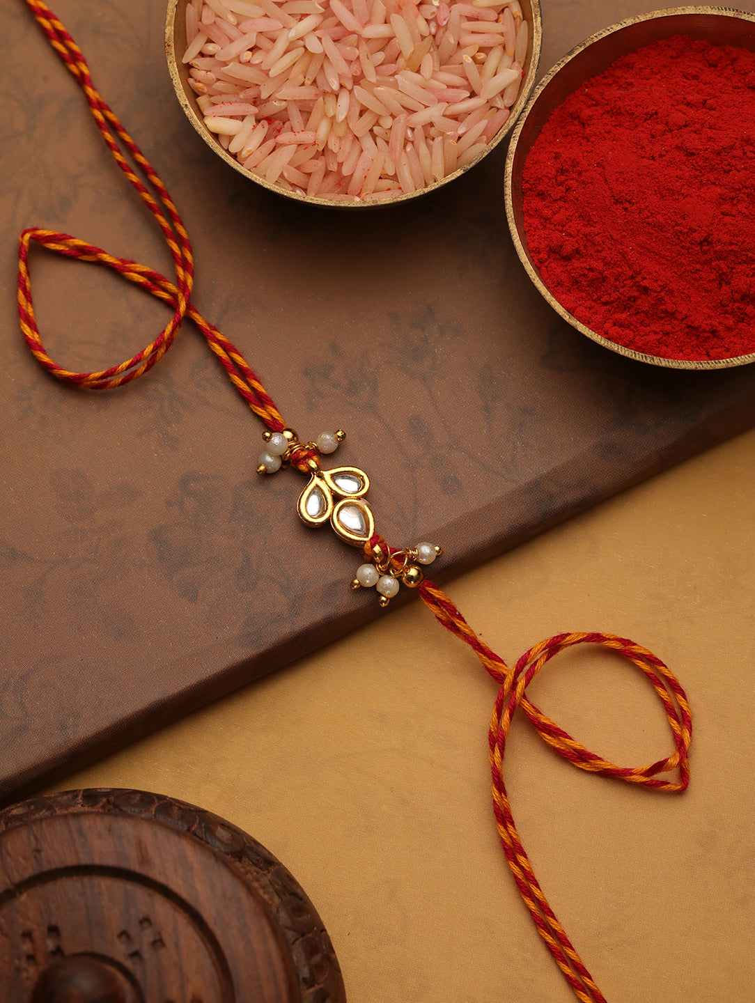 Orange Stone Floral Bhaiya Single Bhaiya Rakhi