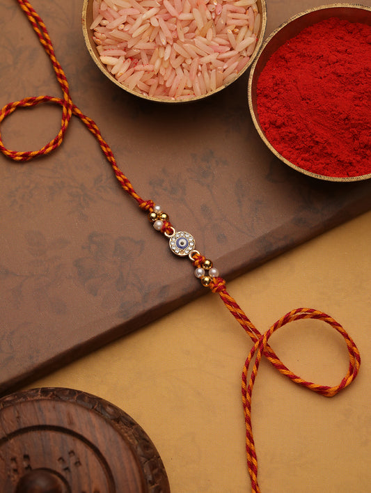 Orange Beads Nazar Bhaiya Single Bhaiya Rakhi