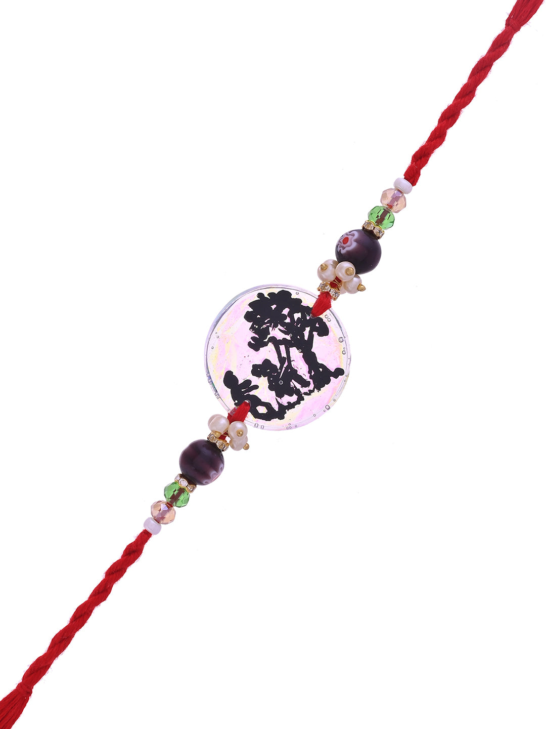 Shadow Art Resin Rakhi with Silhouette Scene and Pearlescent Base