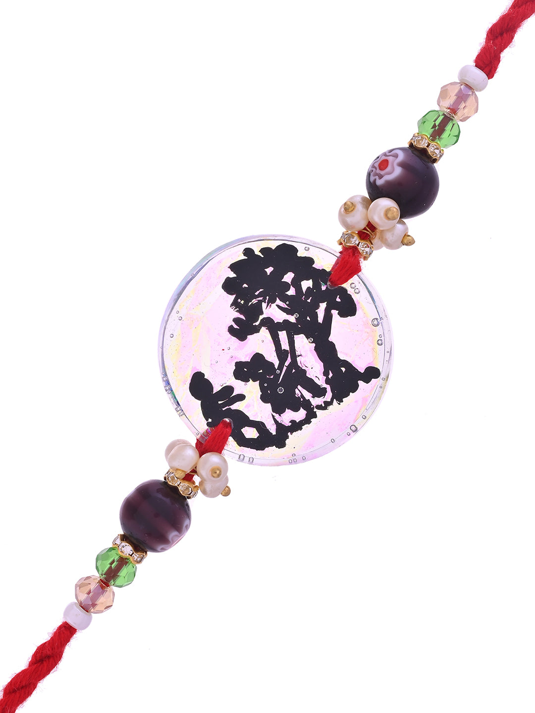 Shadow Art Resin Rakhi with Silhouette Scene and Pearlescent Base