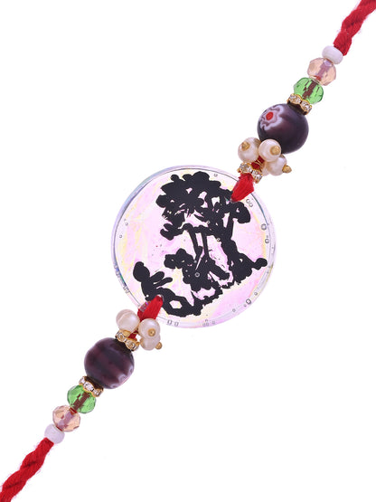 Shadow Art Resin Rakhi with Silhouette Scene and Pearlescent Base