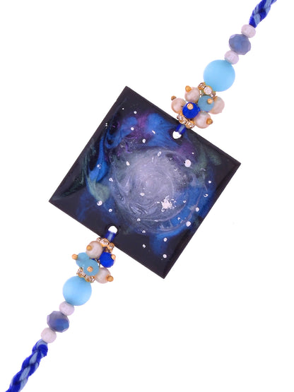 Galaxy Theme Resin Rakhi with Cosmic Swirl Design