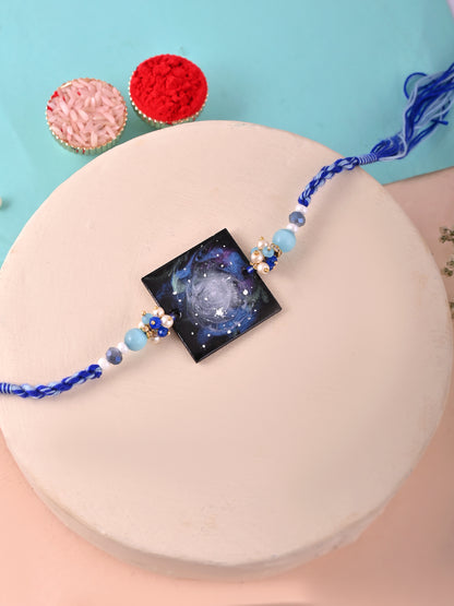 Galaxy Theme Resin Rakhi with Cosmic Swirl Design