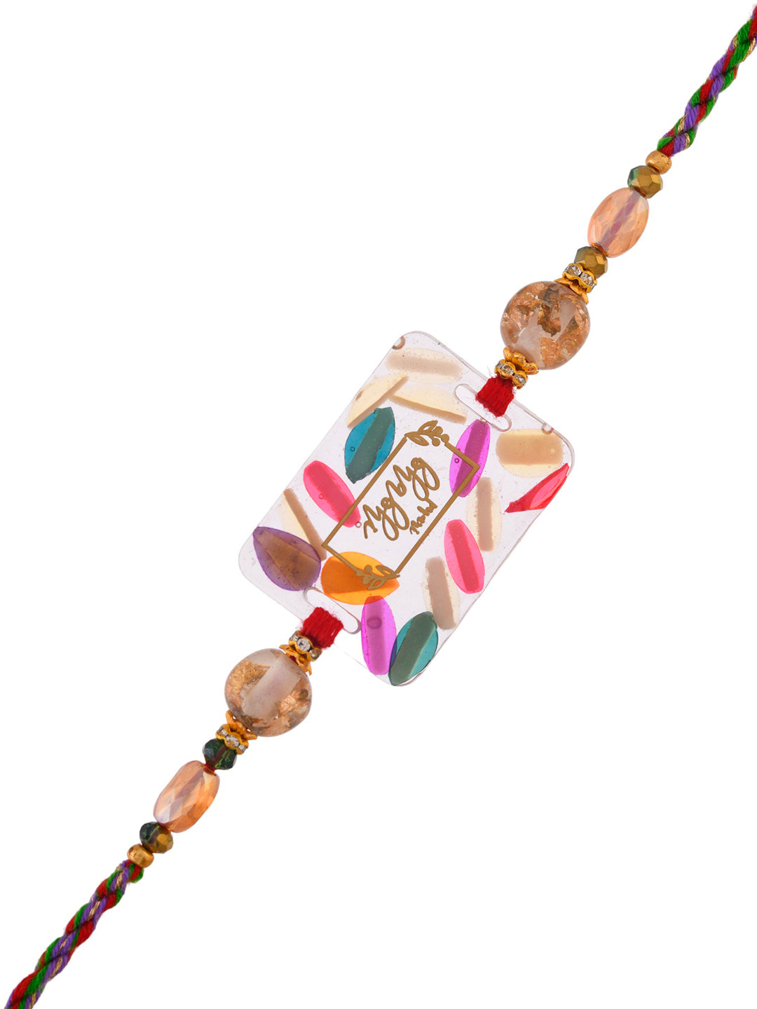 Multicolor Resin Designed Twisted Single Rakhi