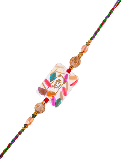 Multicolor Resin Designed Twisted Single Rakhi