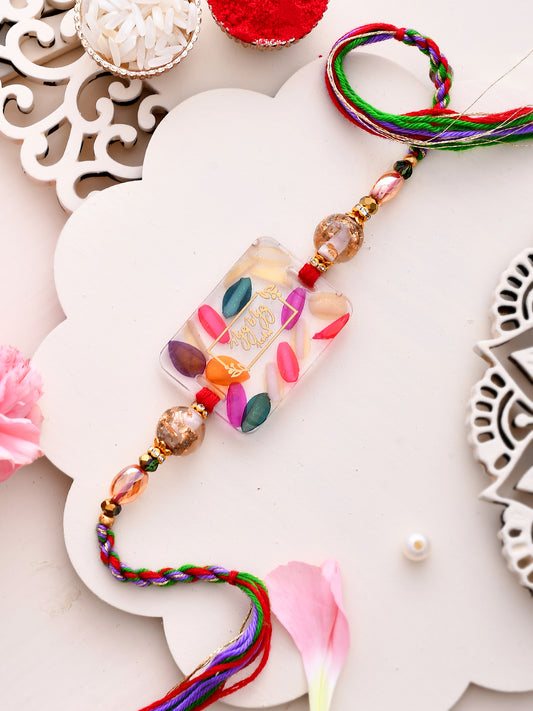 Multicolor Resin Designed Twisted Single Rakhi