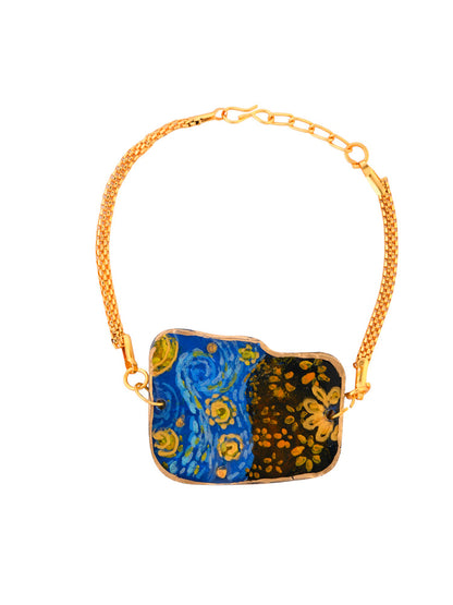 Dreamy Oceanic Rectangle Gold Plated Bracelet Rakhi