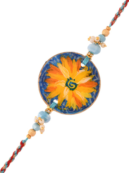 Beautiful Sunflower Painted Resin Single Rakhi