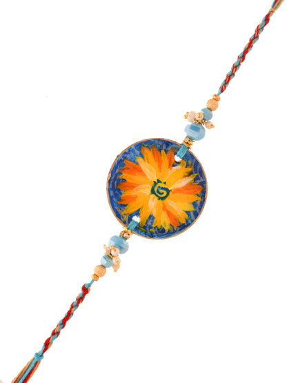 Beautiful Sunflower Painted Resin Single Rakhi