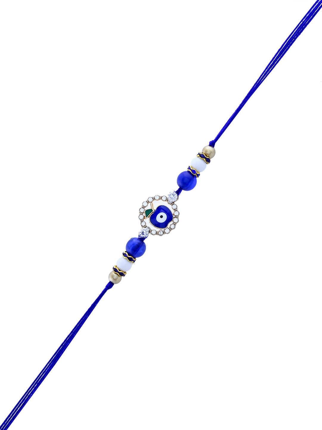 Elegant Evil Eye Rakhi with Blue and White Beads
