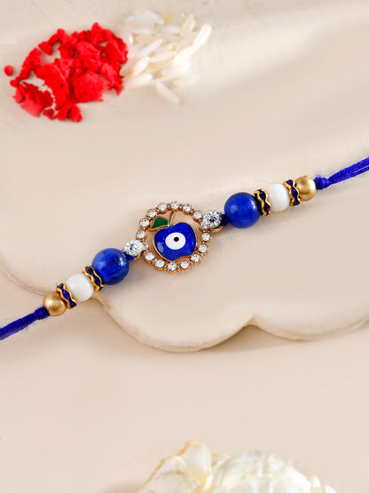 Elegant Evil Eye Rakhi with Blue and White Beads