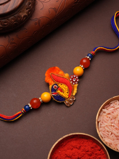 Red Orange Beaded Rakhi
