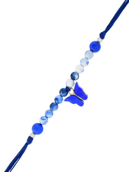 Stylish Blue Butterfly Beaded Rakhi
