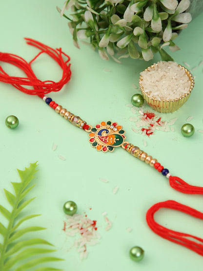 Multicolor Gemstone Peacock Rakhi