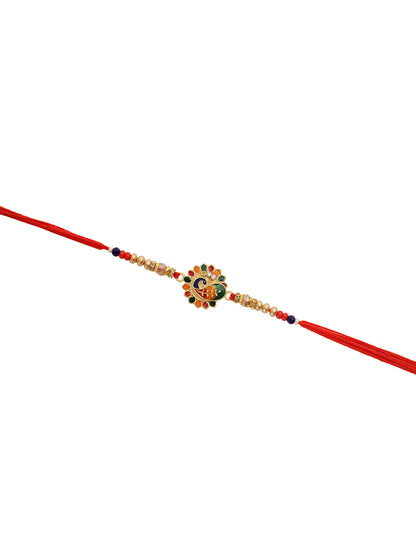 Multicolor Gemstone Peacock Rakhi