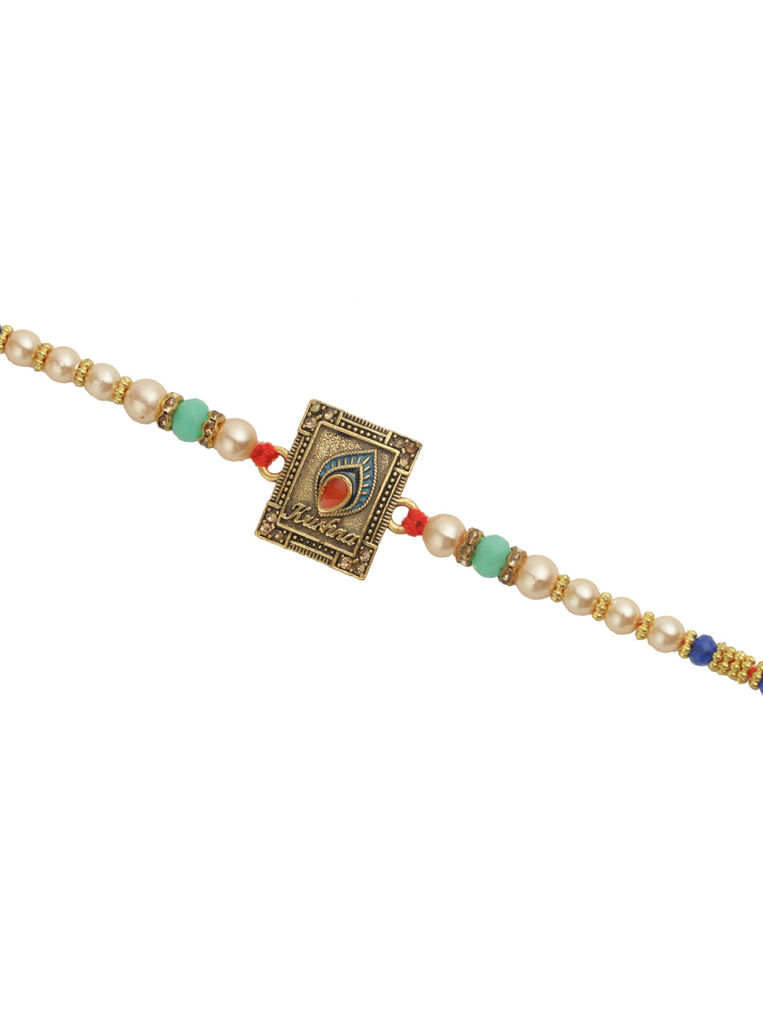 Turquoise Krishna Charm Rakhi