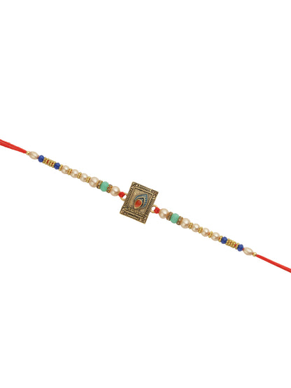 Turquoise Krishna Charm Rakhi