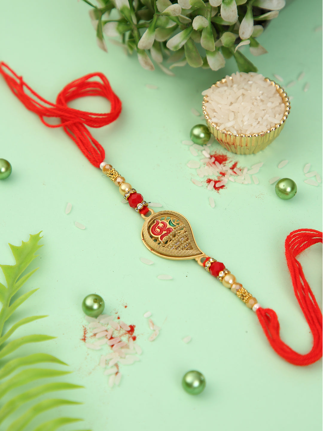 Red and Gold Om Rakhi