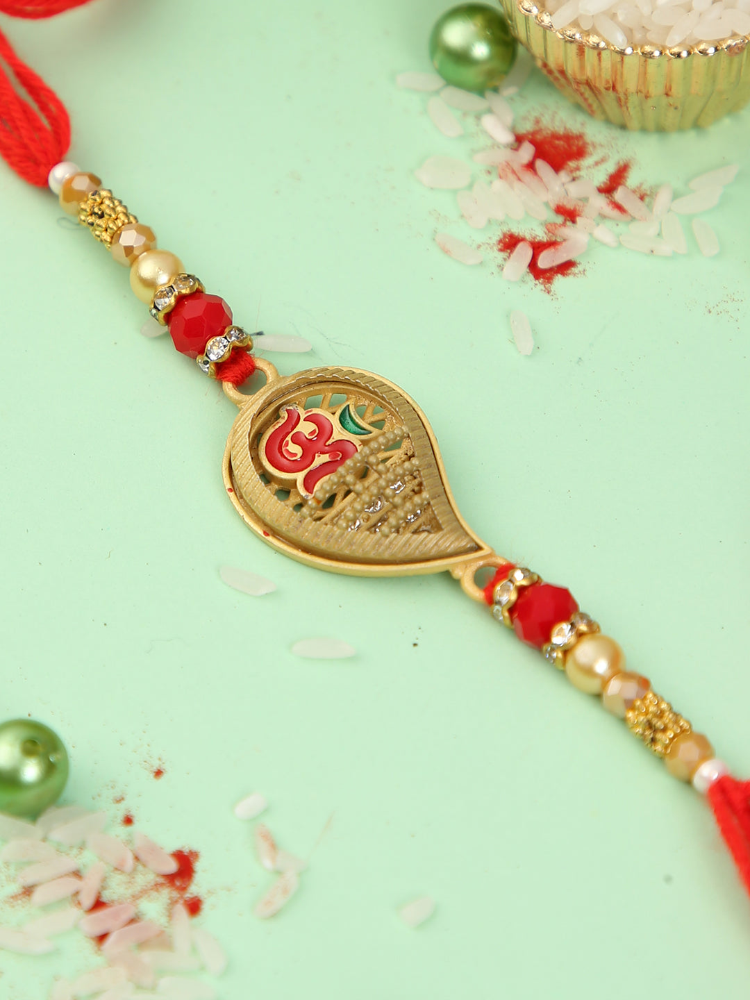 Red and Gold Om Rakhi