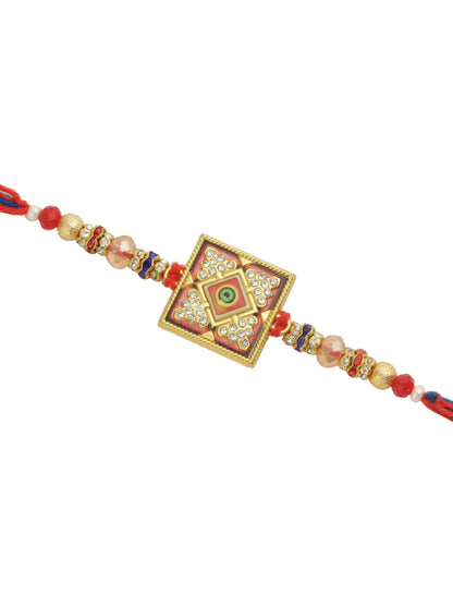 Red & Blue Stone Work Rakhi