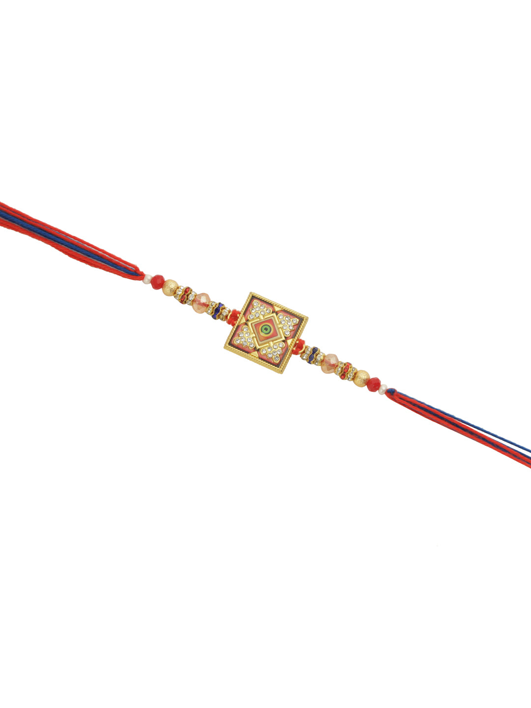 Red & Blue Stone Work Rakhi
