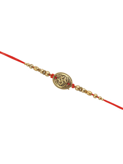 Golden Swastik Pearl Rakhi