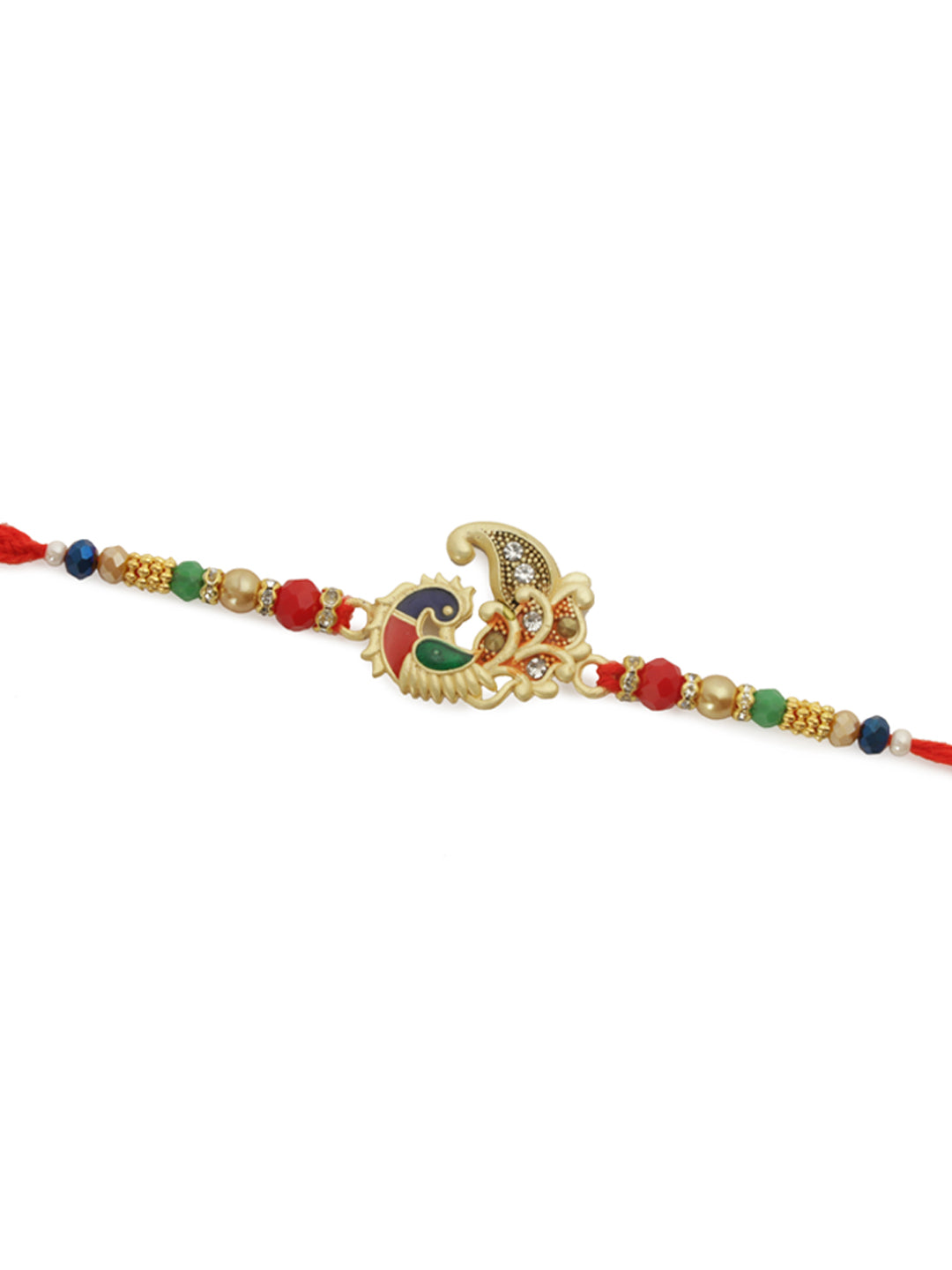 Vibrant Peacock Elegance Gem Rakhi
