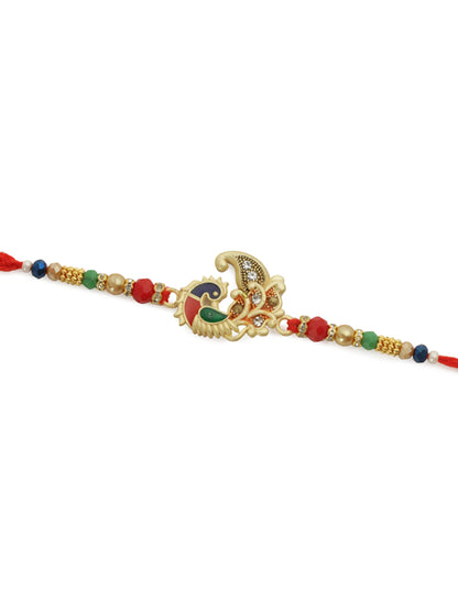 Vibrant Peacock Elegance Gem Rakhi