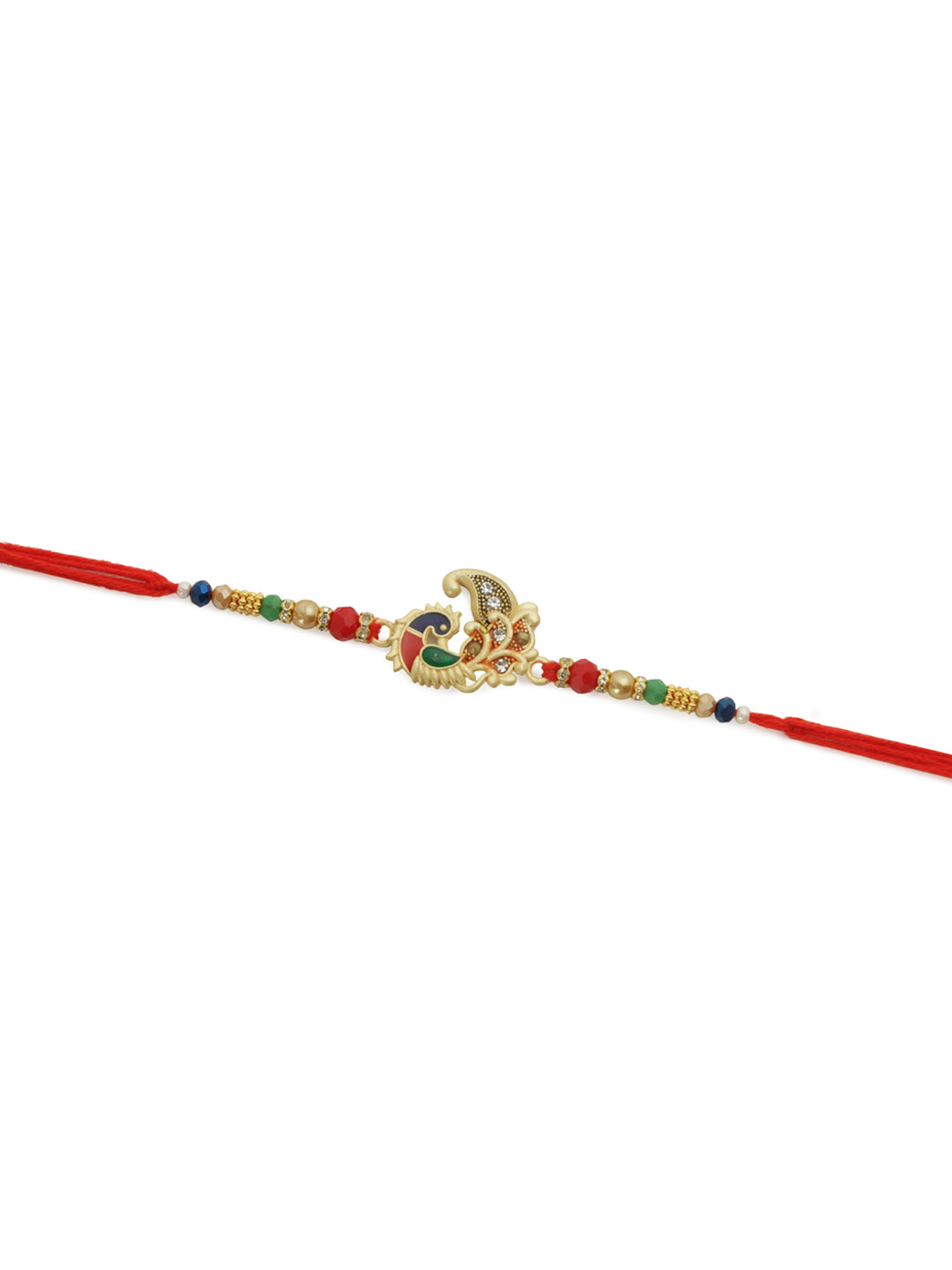Vibrant Peacock Elegance Gem Rakhi