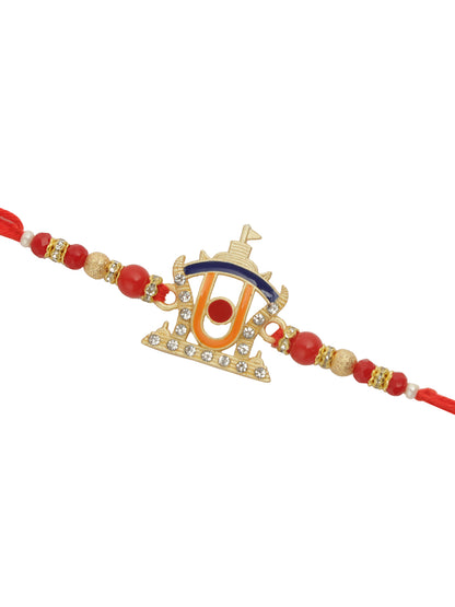 Divine Stone work Red & Gold Rakhi