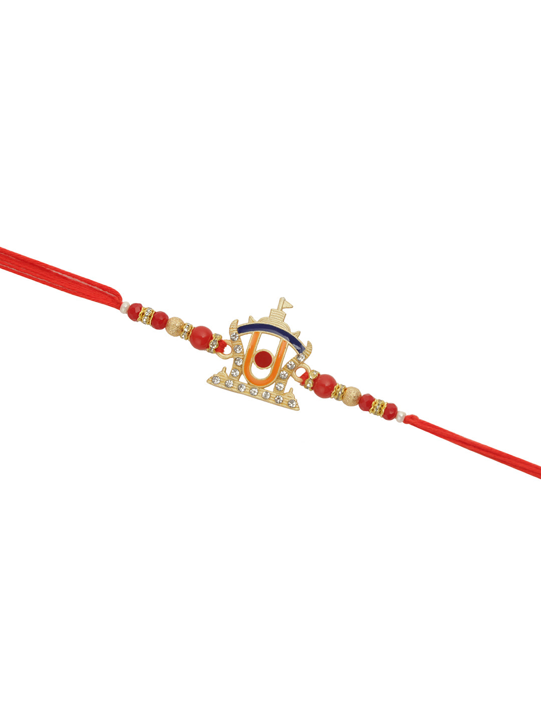 Divine Stone work Red & Gold Rakhi