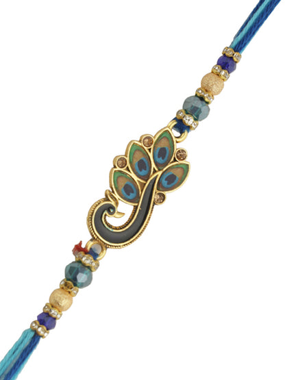 Royal Peacock Feather Beaded Rakhi
