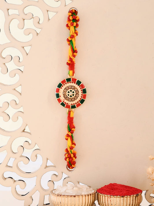 Black & Red Enameled Twisted Rakhi