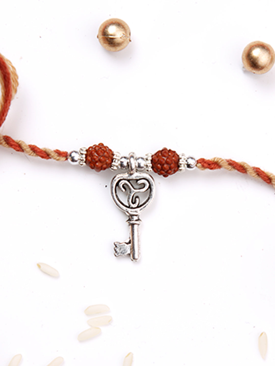 Divine Rudraksh & Lucky Key Charm Single Rakhi