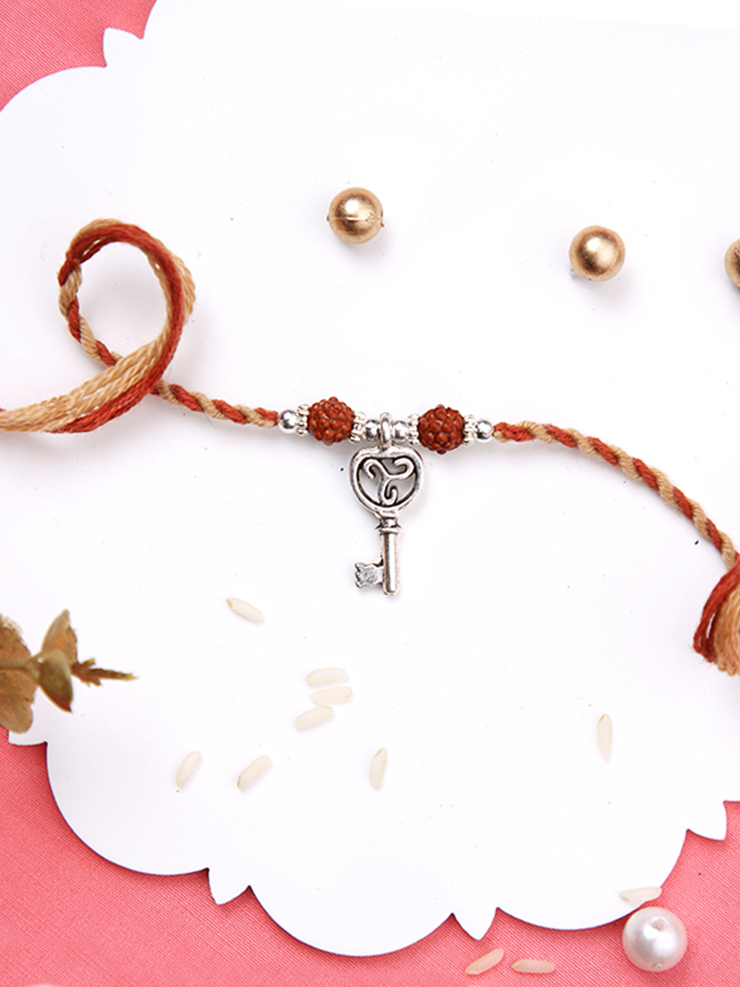 Divine Rudraksh & Lucky Key Charm Single Rakhi