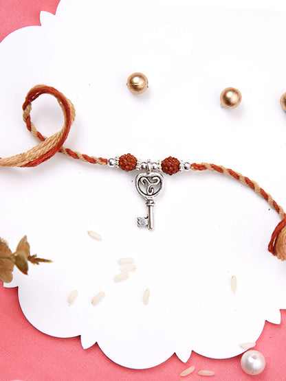 Divine Rudraksh & Lucky Key Charm Single Rakhi