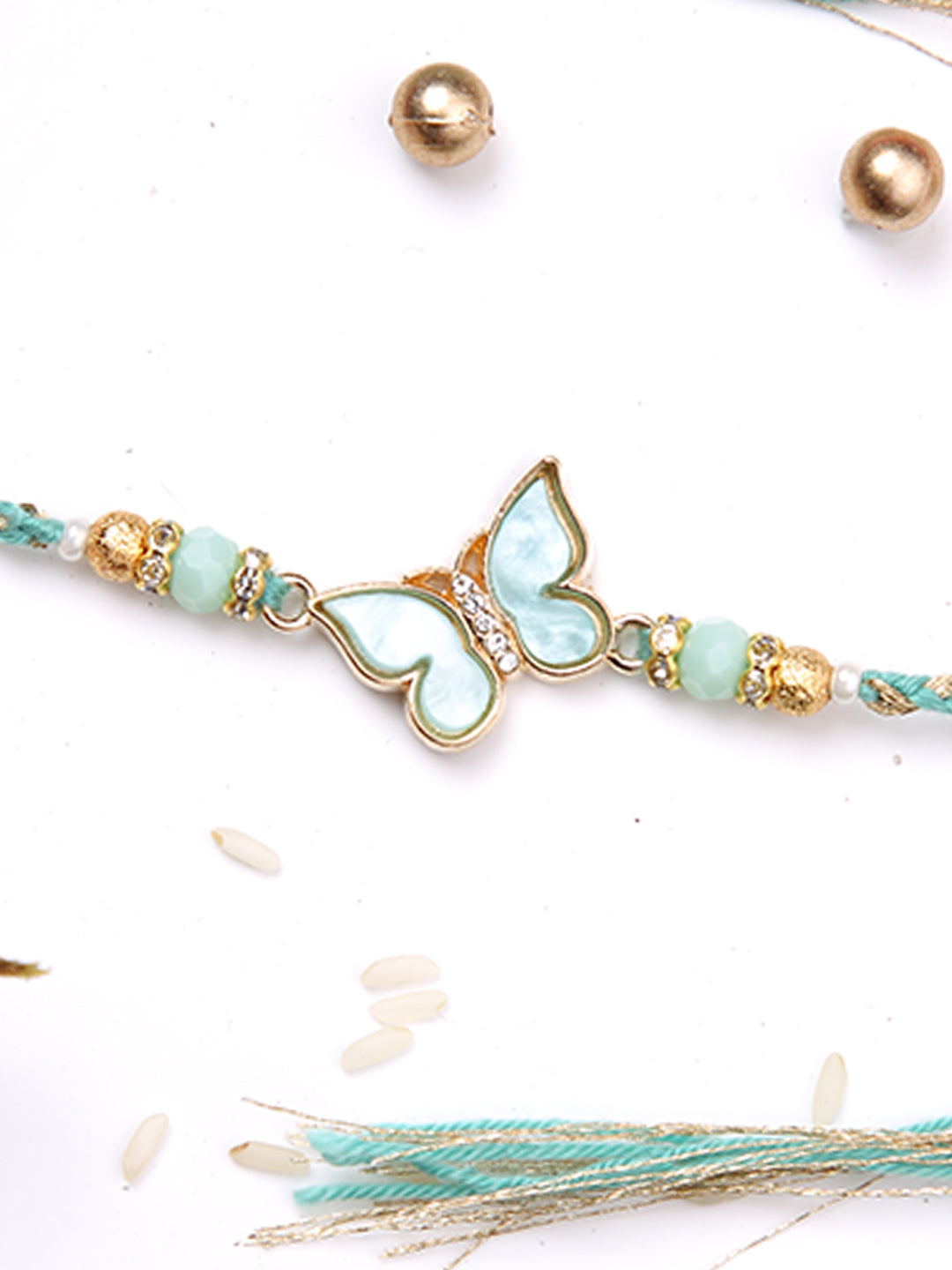 Pista Green Butterfly Braided Single Rakhi