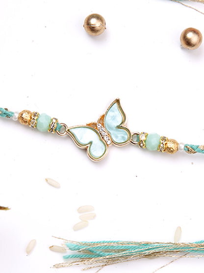 Pista Green Butterfly Braided Single Rakhi