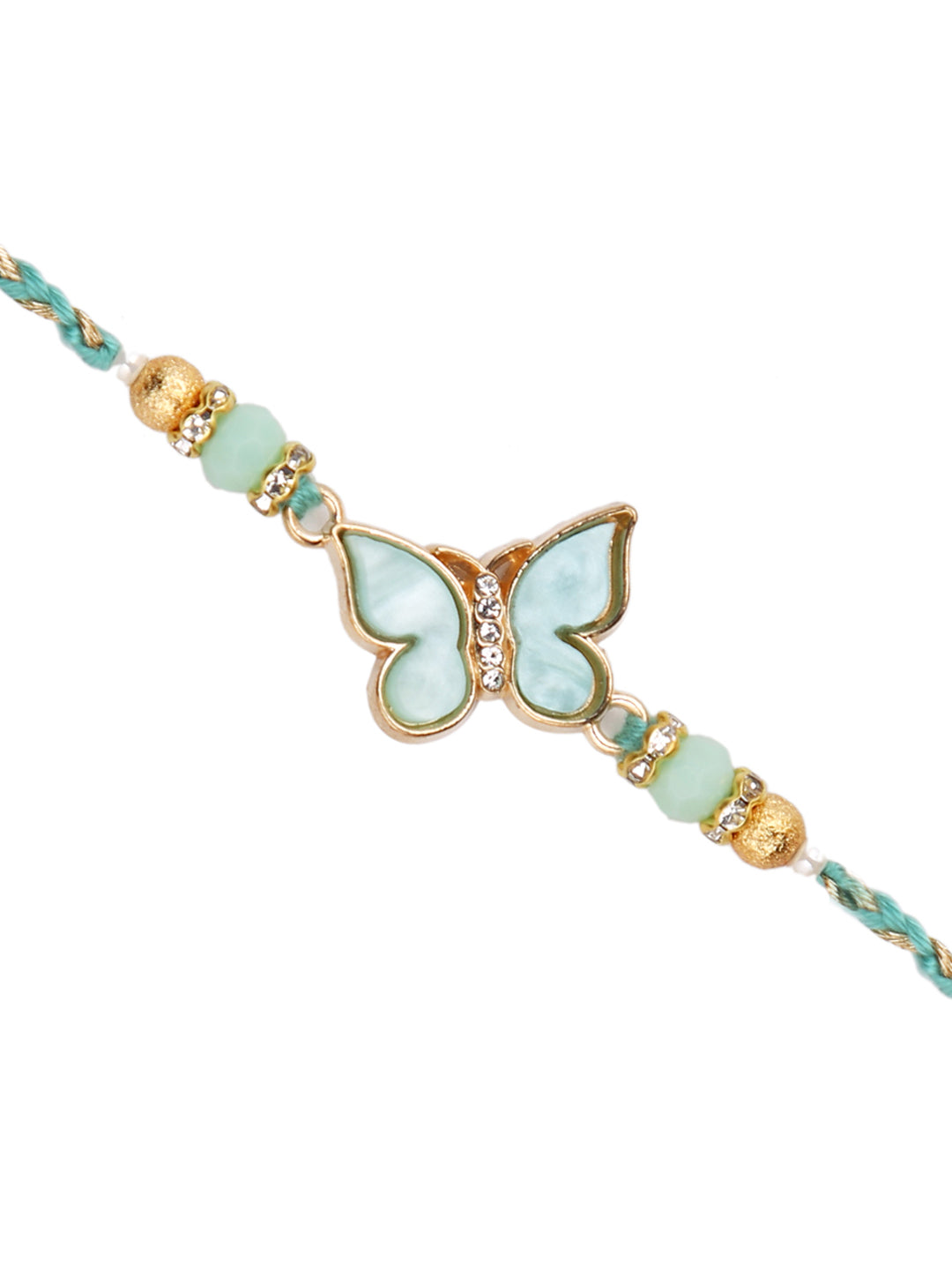 Pista Green Butterfly Braided Single Rakhi